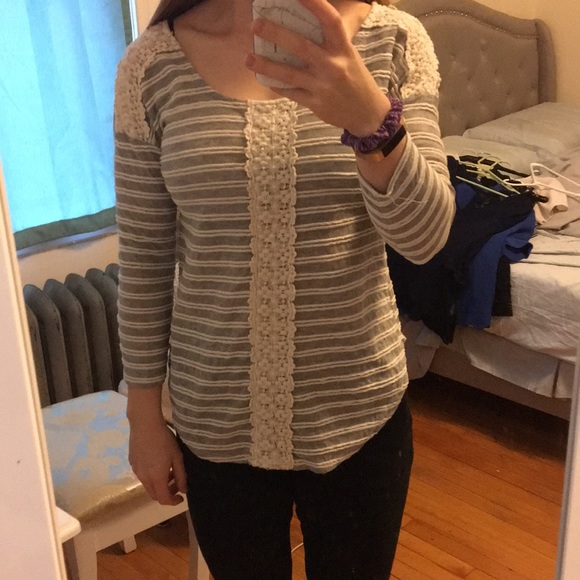 Francesca’s Long Sleeve Lace Detail Shirt - Picture 6 of 6